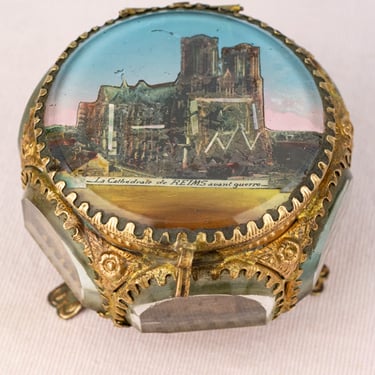 Antique French Notre Dame de Reims Jewelry Box