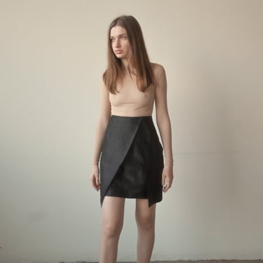 6795t / romeo gigli black silk skirt / it 44 