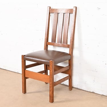 Gustav Stickley Antique Mission Oak Arts & Crafts Desk Chair or Side Chair, Circa 1900