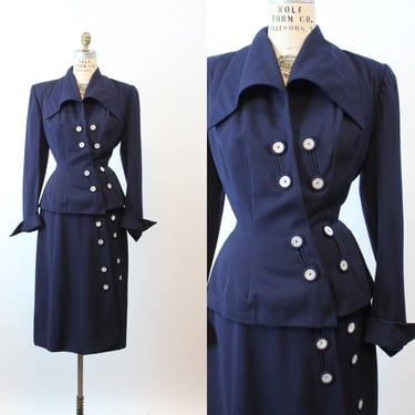 1950s 1951 documented LILLI ANN navy SUIT small medium | new fall winter 