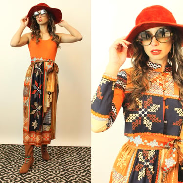 1960s RODRIGUES mod maxi dress and JACKET xs | new fall winter 