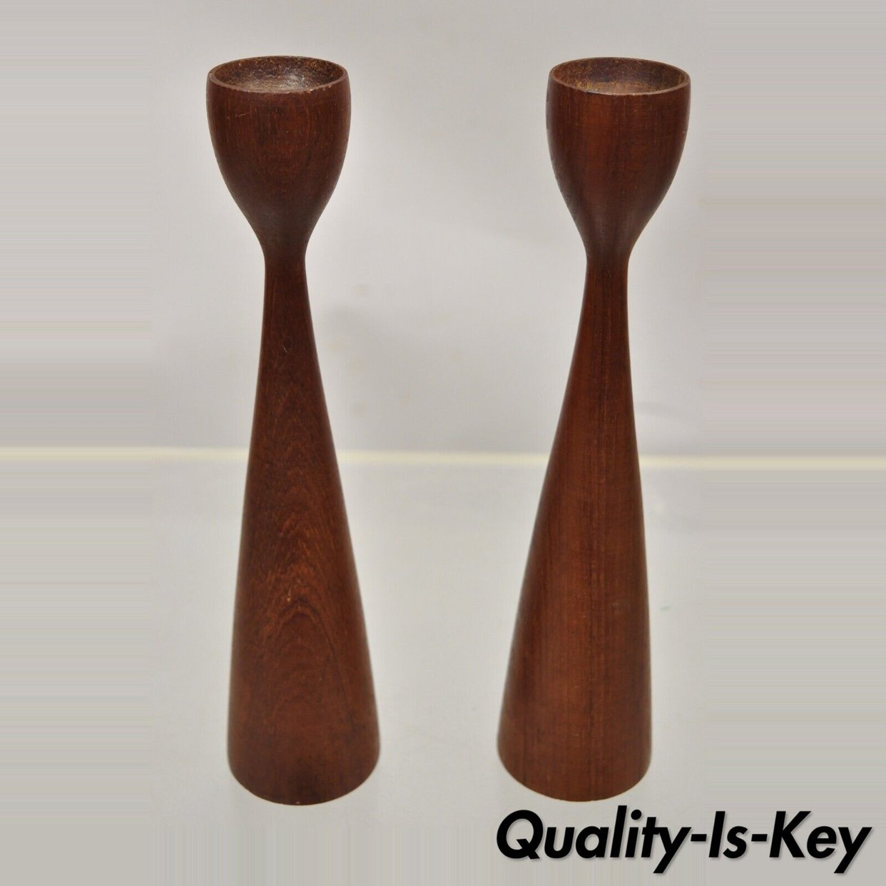 Mid Century Danish Modern Turned Teak Wood Candlesticks | Quality is ...