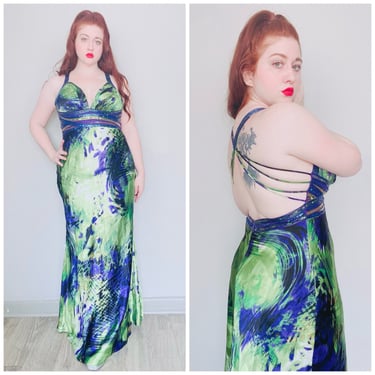 green emerald velvet dress 00s Beaded Silk Party Dress