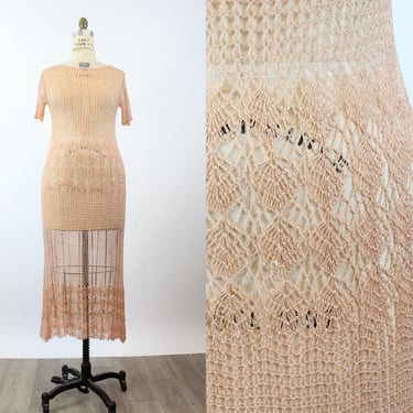 1930s RAYON KNIT blush dress medium large | new winter 
