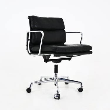 Black Leather Soft Pad Chair by Charles & Ray Eames for Vitra, 1970s 