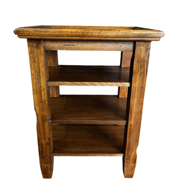Three Shelf Heavy Wood Side Table