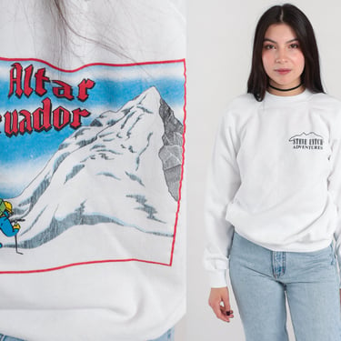 Mountain Climbing Sweatshirt 90s El Altar Ecuador Shirt Steve Untch Adventures Sweater Vintage Retro White 1990s Medium 