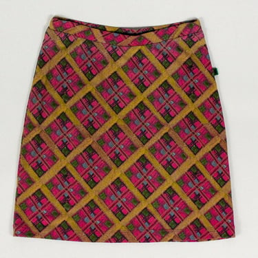 1990s Todd Oldham Plaid Faux Sequin Skirt / Photoprint / Photorealisitic Print / Pastel / Stretch / Jersey / y2k / to2 / 00s / the nanny / s 