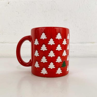 Vintage Waechtersbach Christmas Tree Mug German Pottery Red White Black Made in West Germany 1970s 70s Mid-Century Holiday 