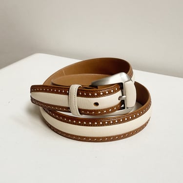 Tan + White Leather Belt