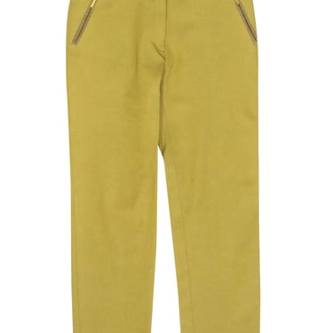 Louis Vuitton - Green Tailored Pants w/ Gold Buckle Detail Sz 12