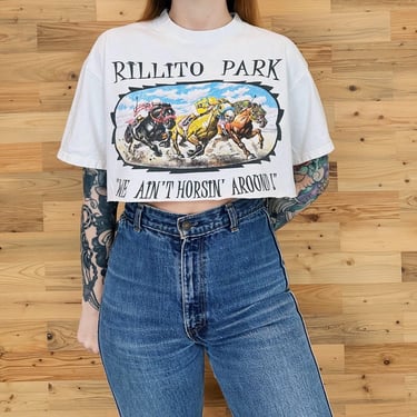 90's Rillito Park Tucson Arizona Horse Racing Cropped Tee Shirt Crop Top 