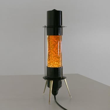 Vintage Soviet Union Glitter Lava Lamp USSR Industrial Rocket UFO Organic Accent Glowing Warm Night Light Modernist Bauhaus Bedside Table 