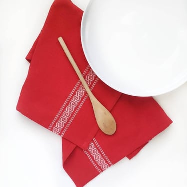 Scandinavian Christmas Towel, Red Kitchen Towel 