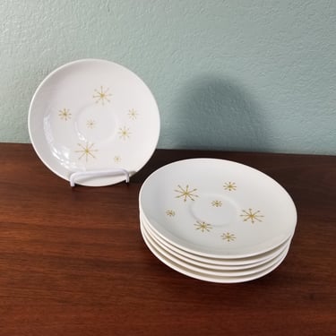 Set of 6 Star Glow Royal China Saucer Plates 