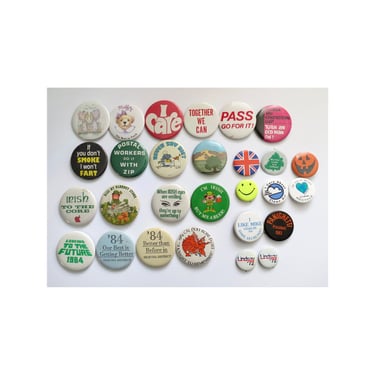 Vintage Pinback Buttons -  Misc. Novelty Pins - You Choose - Genuine Vintage Pin 