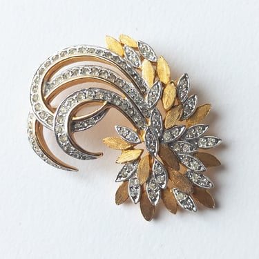 Vintage Polcini Brooch / Signed Gold & Silver Pin 