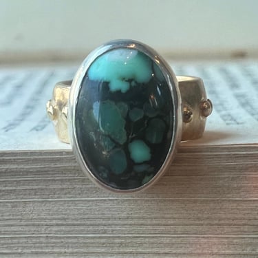 Studded Bronze Band - Turquoise - Size 5.5