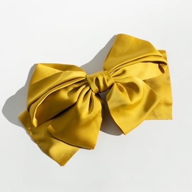 Giant Satin Bow Hair Clip in Yellow