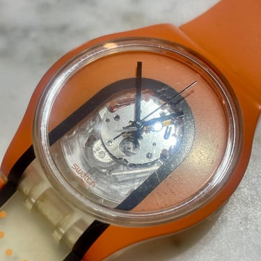 Vintage Swatch Jelly in Jelly Orangeade Drive Watch SUJK134 | Transparent Case & Orange Strap | Retro 90s Y2K Swatch | Unique Gift 