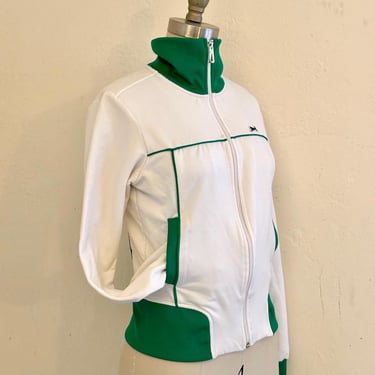 vintage le tigre white zip up mock neck tennis jacket sweater 