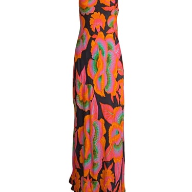 Farm Rio - Orange, Black, Pink, &amp; Green Print Slip Maxi Dress Sz XS
