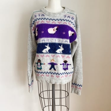 Vintage 1980s Novelty Wool Sweater / M 