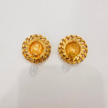 Chanel Gold Medallion Clip Earrings