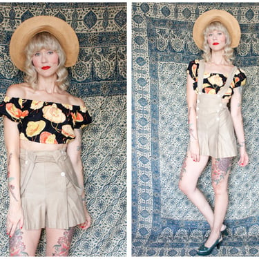 1950s style Blouse // Repro Novelty print Puff Sleeve Blouse // vintage inspired 50s top 