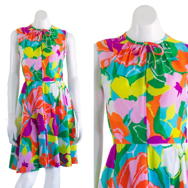 1960s sleeveless floral dress 