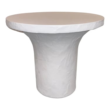 Organic Modern White Plaster and Concrete Accent Table