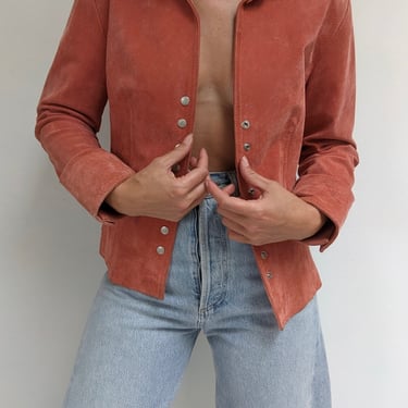 Incredible Vintage Rose Suede Snap Jacket