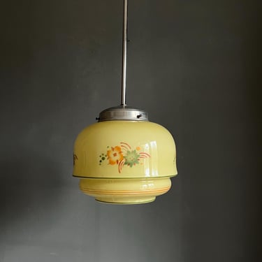 Vintage Pendant Light from the 30s / Art Deco Pendant Light / Green Ar Deco / Art Deco Globe Pendant light 