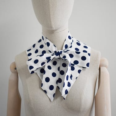 Vintage Navy and White Polka Dot Collar and Neck Tie 