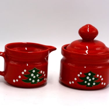 vintage Waechtersbach Christmas Tree Creamer and Sugar 