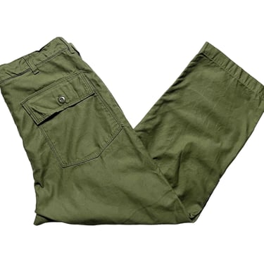 Vintage 1960s US Army OG-107 Cotton Field Trousers / Pants ~ measure 36.5 Waist ~ Vietnam War ~ Gripper Zipper ~ 36 / 37 Waist 