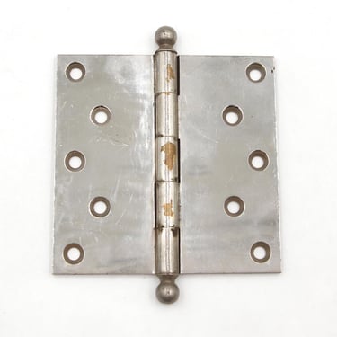 Vintage 5 x 5 in. Nickeled Brass Butt Door Hinge