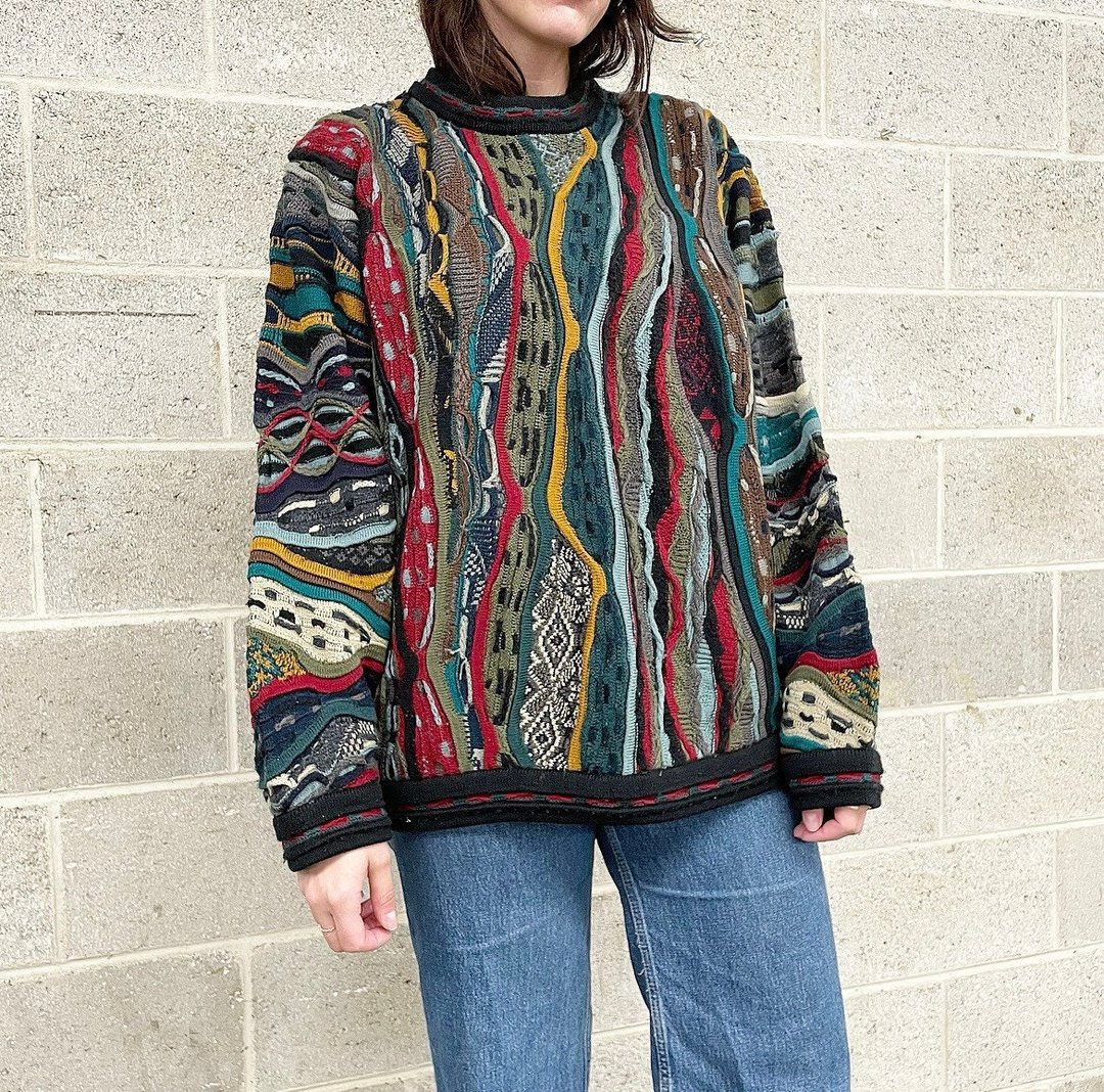 Vintage 80s deals Coogi Style Weekends Knit Multi Color Pullover Sweater Tall Medium