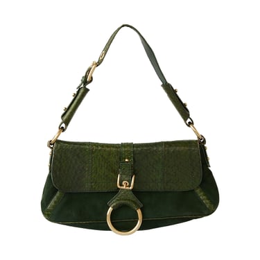 Dolce & Gabbana Green Suede + Snakeskin Shoulder Bag