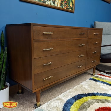 Mid-Century Modern walnut dresser from the Biscayne collection by Drexel