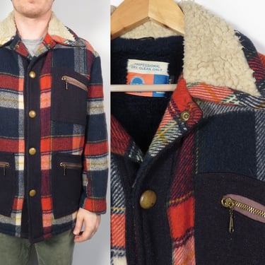 Vintage 70s Plaid Wool Unisex Winter Jacket Size M 
