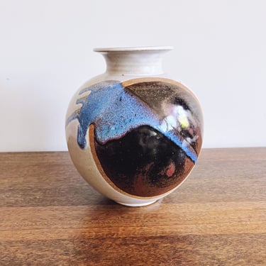 Vintage Stoneware Pottery Handmade Ceramic Vase 