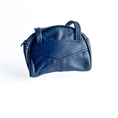 1980s Navy Blue Leather Mini Coin Purse