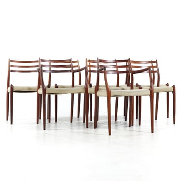 Niels Moller Mid Century Model 62 and 78 Danish Rosewood Dining Chairs - Set of 8 - mcm 
