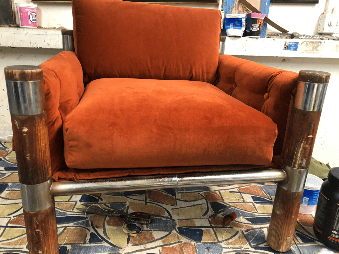 Vintage Orange Velvet Lounge Chair Sunbeam Vintage Highland Park