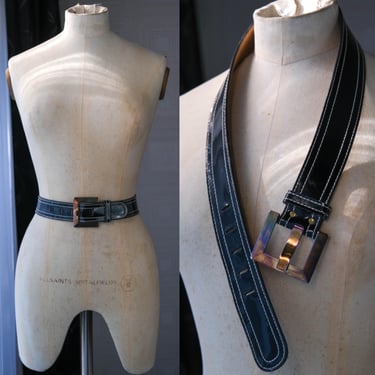 Vintage BONWIT TELLER Belt, Genuine Black Leather, Western  display picture 1