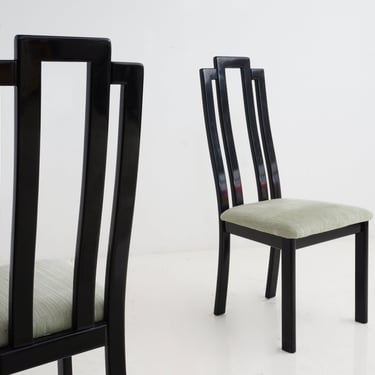 Pair of Black Lacquered Art Deco Style Chairs, 1980s 