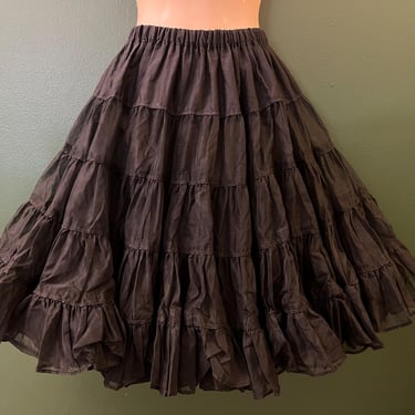 vintage black petticoat ruffle crinoline full circle skirt small medium large 