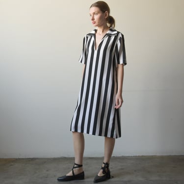 3165d / yves saint laurent black striped smock dress 