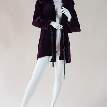1970s Yves Saint Laurent Rive Gauche velvet jacket with exaggerated hood 